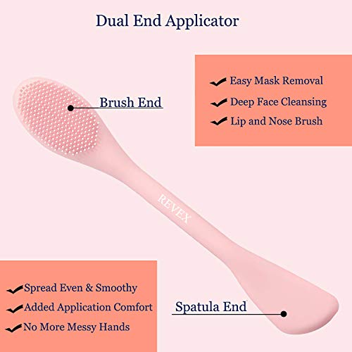 REVEX Silicone Face Mask Applicator,Face Scrubber,Lymphatic Drainage Massager,Pore Cleaning Brush,2Pcs Mask Applicator Tool for Facial Mud,Contour Face Brush for Lymphatic Drainage.(Pink+Gray)
