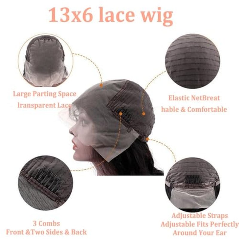 Reddish Brown Lace Front Wigs Human Hair Pre Plucked 13x6 Body Wave Lace Frontal Wigs Human Hair 16 Inch 180% Density Auburn Colored