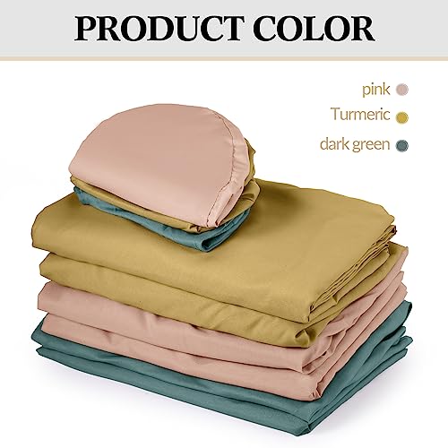 Kinlop 3 Sets Microfiber Massage Table Sheet Set 3 Colors 3 Piece Set Includes Massage Flat Sheet Fitted Sheet and Massage Face Rest Cover Stain Wrinkle-Resistant(Yellow, Pink, Dark Green)