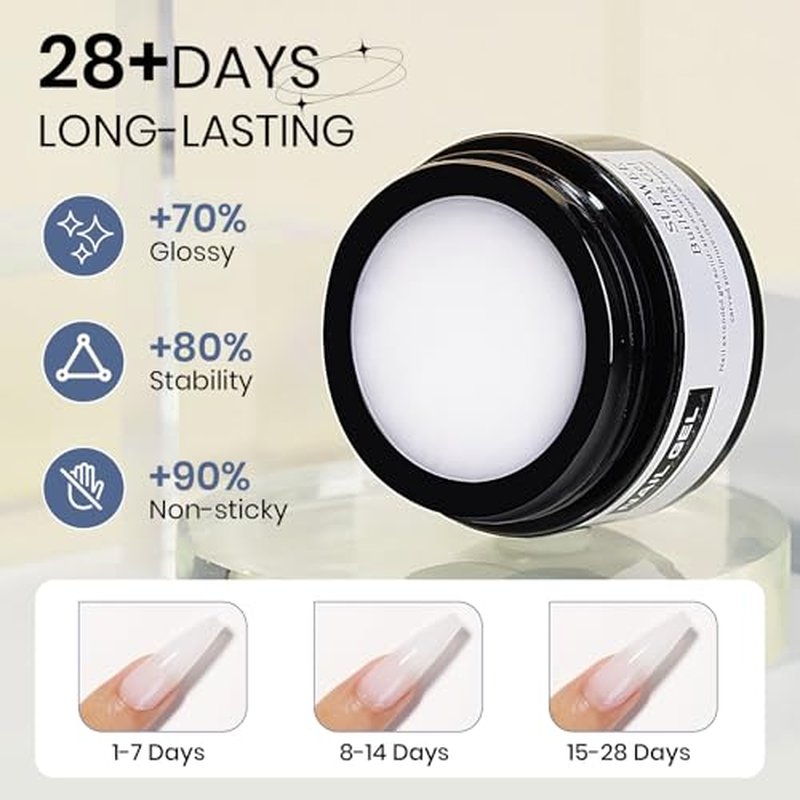 Solid Sculpture Builder Gel, 3D Nail Gel White Non-Stick Hand Nail Extension Gel for Carving Patterns Decoration Nail Art Emboss Hard Gel for Nails Mnicure DIY at Home 14g(0.49 oz)