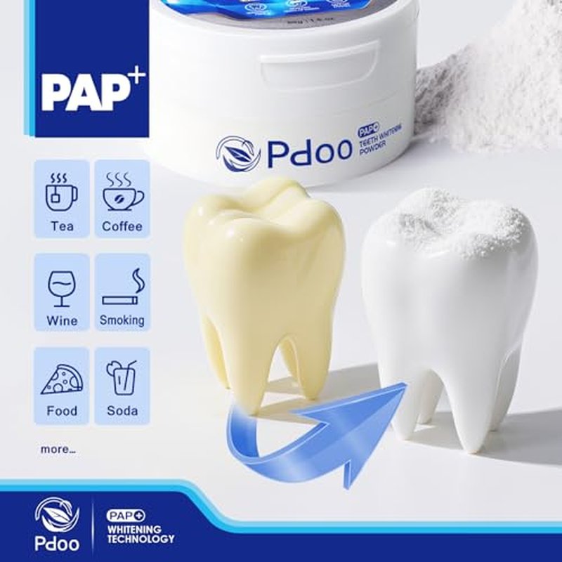 Teeth Whitening Powder 50g with Pap - Sensitivity Free Enamel Safe Whitening Powder, Removes Years of Coffee Tea Wine Tobacco Stains, Toothpaste Whitening Powder for Brighter Smile