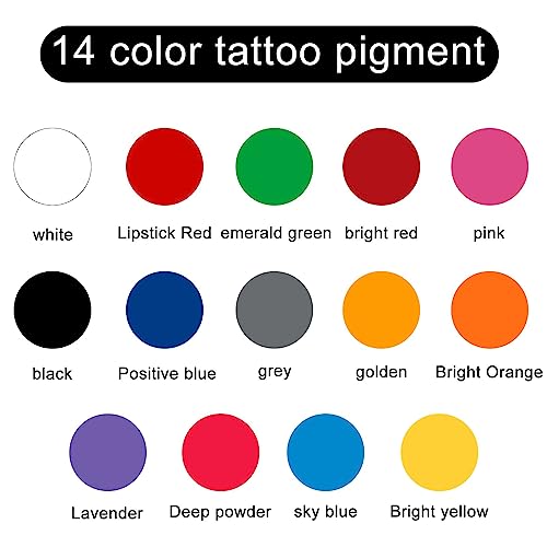 BaodeLi 14 Color 30 ml Tattoo Ink Kit with Microblade Paint and UV Ink - Dynamic Ink Set for Tattoo Equipment and Gun - Includes Green Soap