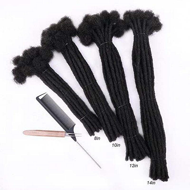 100% Real Human Hair Dreadlock Extensions for Women/Men 0.4cm Thickness 12 Inch 60 Strands Full Handmade Can be Dyed and Bleached Permanent Loc Extensions Human Hair Natural Black