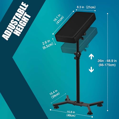 POARMEEY Tattoo Armrest Stand Professional Tattoo Armrest Adjustable Height Angle Made of Solid Metal Frame and Soft Leather Thick Cushion
