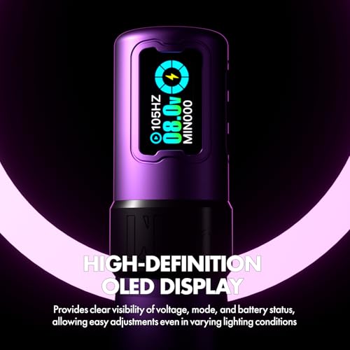 INKin Rampage Wireless Tattoo Machine 4.5mm Stroke Length, Brushless Motor Tattoo Gun Kit with 39mm Large Grip, Direct Drive, OLED Screen Rotation for Professional Tattoo Artists