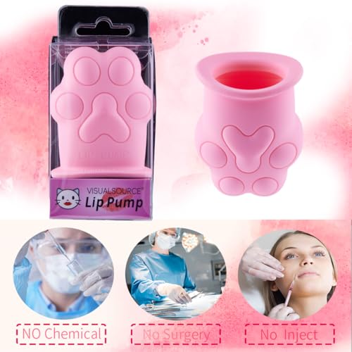 Lip Plumper Device Cute Pink Cat Paw Soft Lip Plumping Quickly Natural Pout Mouth Plumping Tool Beauty Pump Sexy Lip Bigger Mouth Lips Enhancer Lip Plumper Tool