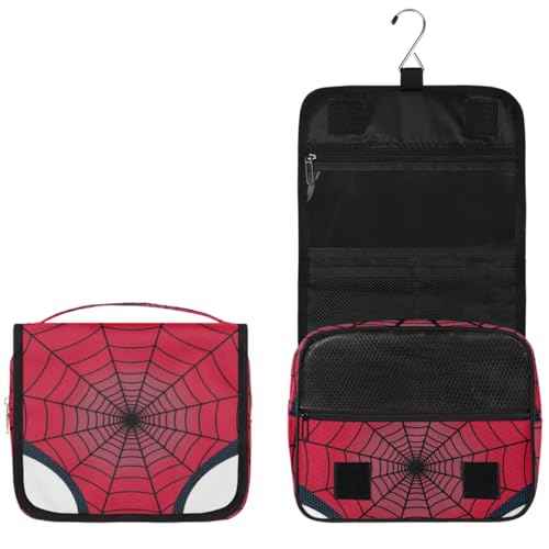 Kids Hanging Toiletry Bag for Boys - Waterproof Makeup Cosmetic Dopp Kit Spider Web Shaving Bags for Travel Picnic Camping