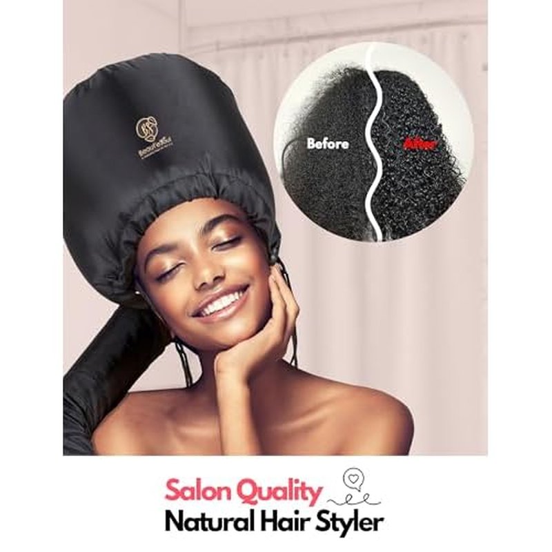 BEAUT'E SEOUL Bonnet Hair Dryer Attachment ? Large Soft Hood for Handheld Blow Dryers, Deep Conditioning Cap for Natural Curly Hair, Quick Drying & Hair Treatment