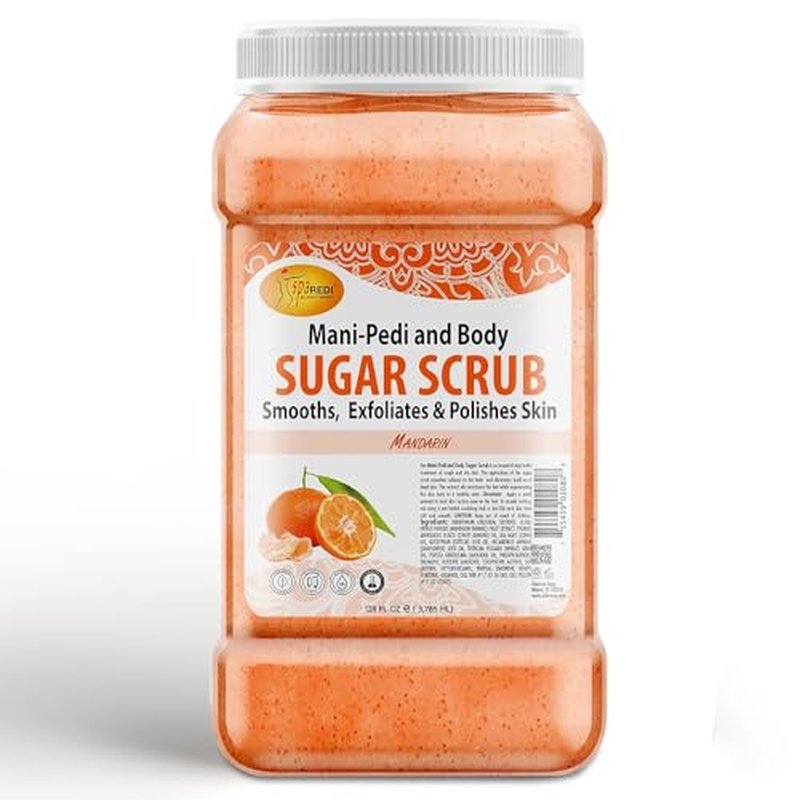 SPA REDI - Sugar Body Scrub, Mandarin, 128 Oz, Exfoliating, Moisturizing, Hydrating and Nourishing, Glow, Polish, Smooth and Fresh Skin - Body Exfoliator