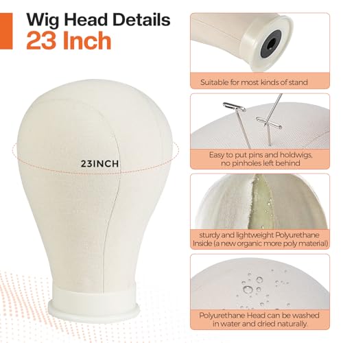 Neverland Beauty & Health 23 Inch Wig Head, Wig Stand Tripod with Head, Wig Head Stand with Mannequin Head for Wigs, Wig Stand with Head, Adjustable Tripod Manikin Head Set for Cosmetology(White)