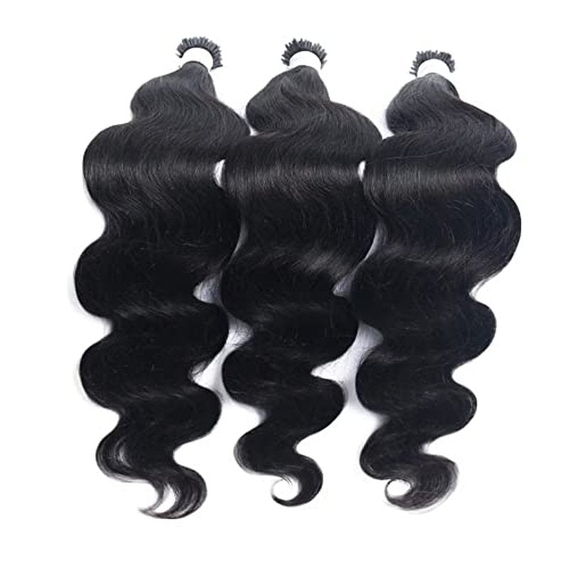 I Tips Body Wave Microlink Human Hair Extensions Brazilian 100% Real Human Hair Bundles Itips Micro Beads Body Wave Bulks Pre Bonded Keratin Stick Tipped Hair Extensions 100 Strands 100g 18"