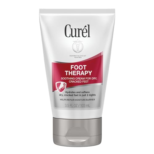 Curel Foot Cream, Dry Cracked Feet and Skin, Foot Therapy Lotion with Shea Butter, Coconut Milk and Vitamin E, Soothes Dry Heels, Ceramide Moisturizer, Body Care, Travel Size. 3.5 Oz