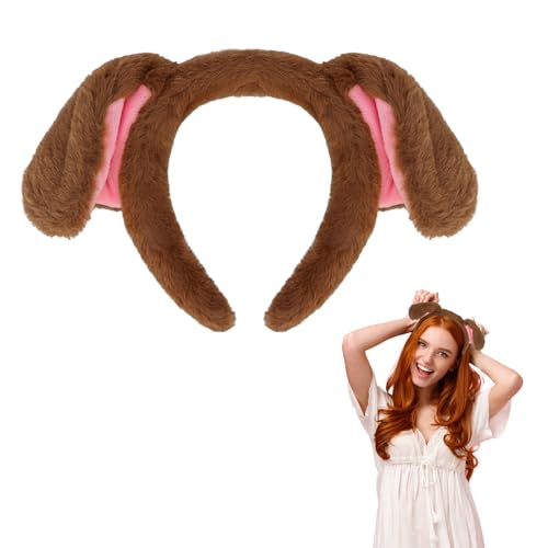 Brown Dog Ears Headband Puppy Ears Plush Animal Ears Headband Adult Halloween Costumes Woman Christmas Festival Theme Party Cosplay Costume Head Bands