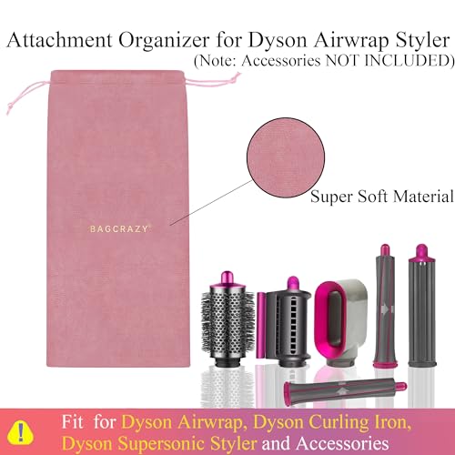 Pu Leather Travel Case Compatible with Dyson Airwrap Styler, Portable Waterproof Organizer Bag for Shark FlexStyle Attachments Storage, Pink