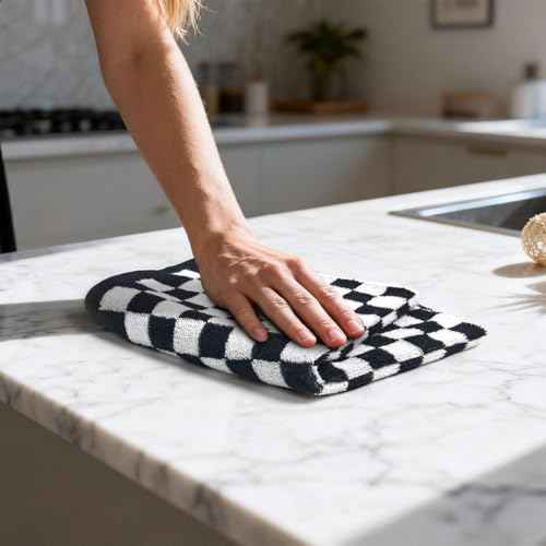 Jacquotha Washcloths 12 Pack in Black and White, Checkered Wash Cloth Set, 13¡± x 13¡±