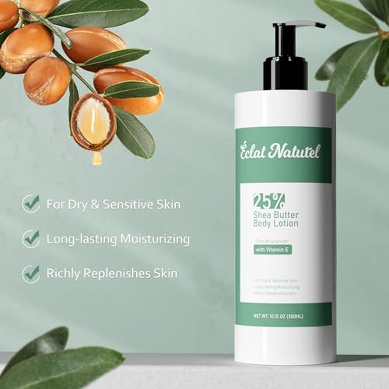 Shea Butter Lotion, 25% Shea Butter Body Lotion Set with Vitamin E, Nourishing Moisturizing Lotion for Dry Skin, 10.15 Fl Oz (Packge of 2)