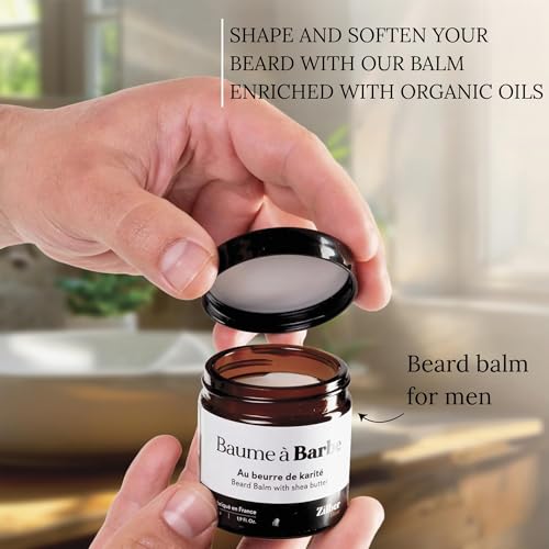 ZilberHaar - Beard Care Kit for Men - 1 Regular Beard Brush + 1 Beard Balm + 1 Moisturizing Cream - Stiff Boar Bristles and Beech Wood - Short to Medium Length Beards - Supplied in a Velvet Bag
