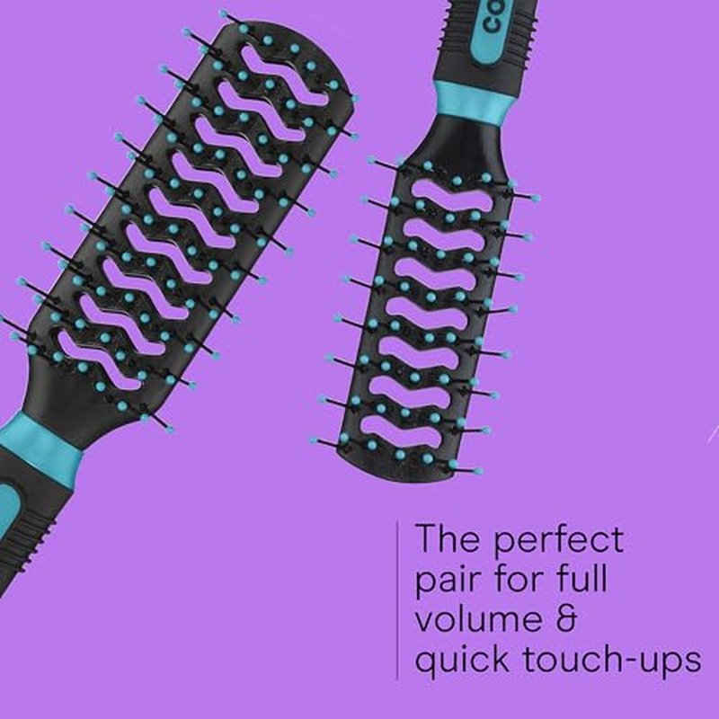 Conair Grip & Lift Vent Hairbrush 2PK, Full-Size and Mid-Size Brush Set, Nylon Bristle Hairbrushes for Blowout Styling, Value Pack