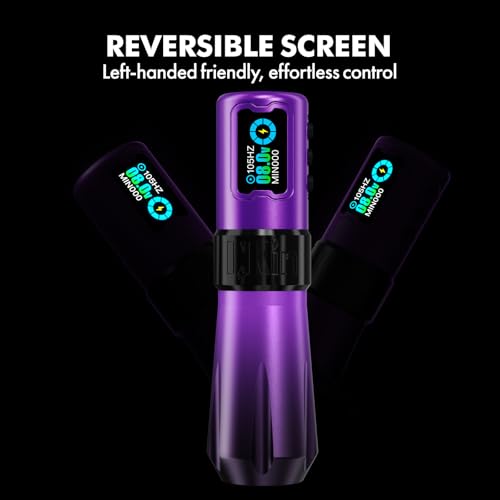 INKin Rampage Wireless Tattoo Machine 4.5mm Stroke Length, Brushless Motor Tattoo Gun Kit with 39mm Large Grip, Direct Drive, OLED Screen Rotation for Professional Tattoo Artists