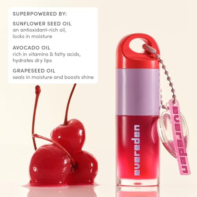Evereden Kids Tinted Non Toxic Lip Gloss Kit: Ruby Red & Sakura Pink - Non Toxic Makeup Kit for Girls - Vegan Makeup for Kids - Hydrating Lip Gloss with Cherry, Peach, & Cranberry Oils