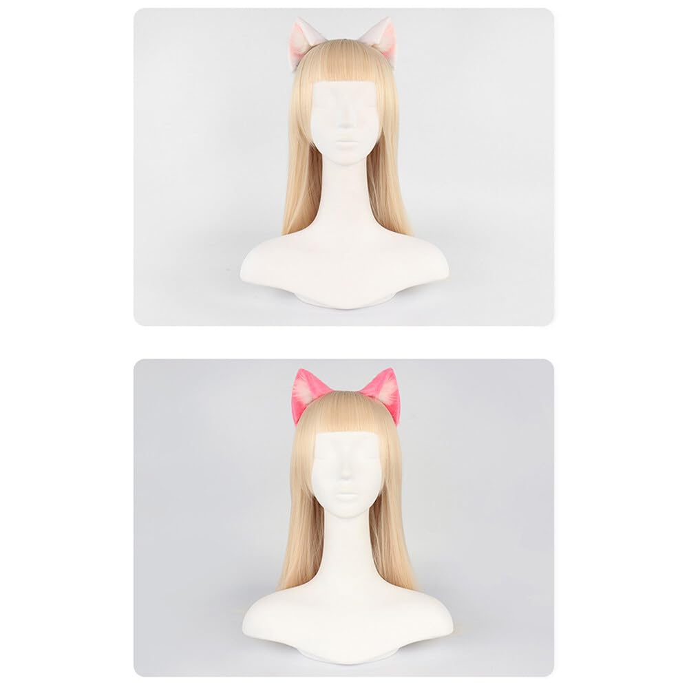 Surakey Long Fur Cat Ears Anime Cosplay Headband Plush Hairband Halloween Cosplay Party Costume for Men and Women Role-Playing (Green)
