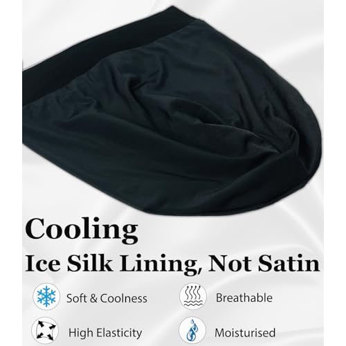 Sleep Cap Bonnet for Sleeping Black Women, Adjustable Cooling Ice Silk Lined Bonnet for Curly Braids Hair Cover Beanie Hat