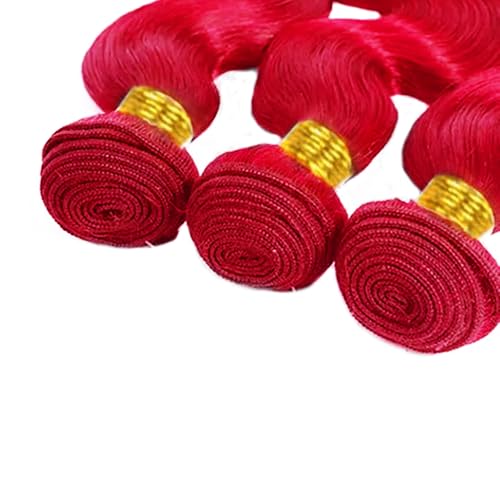 Burgundy Bundles Human Hair Bright Red Body Wave Bundle 22 22 22 Inch Peruvian Virgin Hair 3 Bundles Red Bundle Hair Weave 100g/Pc