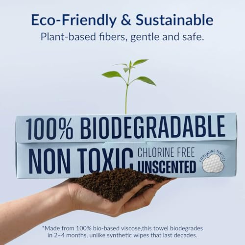 Clean XL Disposable Face Towels 11.8"¡¿7.8", 100% Biobased Biodegradable Viscose, Ultra Soft & Hygienic Facial Towelettes for Makeup Removal and Skincare, Safe for All Skin Types, 120 Count, 2 Packs
