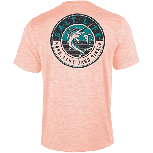 Salt Life Marlin Sinker SLX Short Sleeve Classic Fit Shirt, Papaya, Small