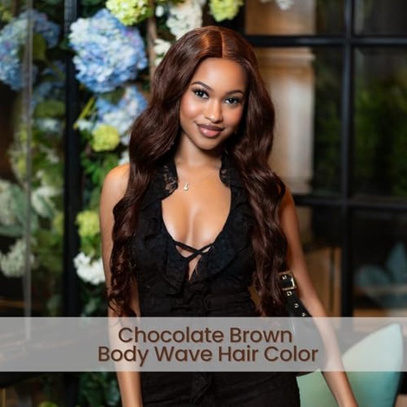 ALHER Chocolate Brown Body Wave 3 Bundles Human Hair, 12A Color #4 Dark Brown Colored Sew In Weave Wavy Bundles, 100% Unprocessed Virgin Remy Hair Soft Thick 12 14 16 Inch