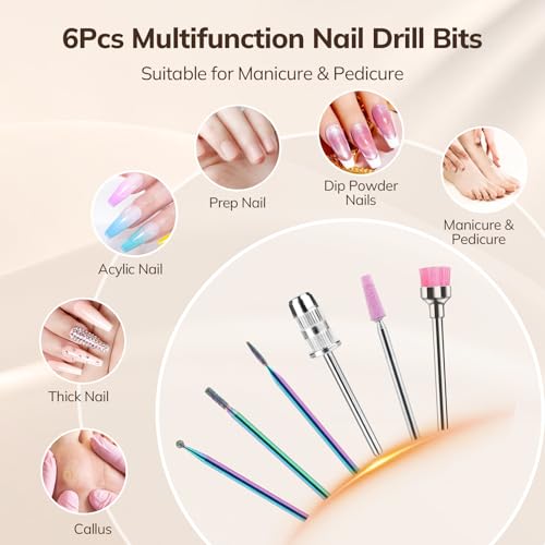 Lavinda 35000RPM Electric Nail Drill, Professional Cordless Nail Drill Machine Portable Rechargeable Nail Efile for Acrylic Gel Nails, Manicure Pedicure Tools for Salon Home Use-Leopard Print