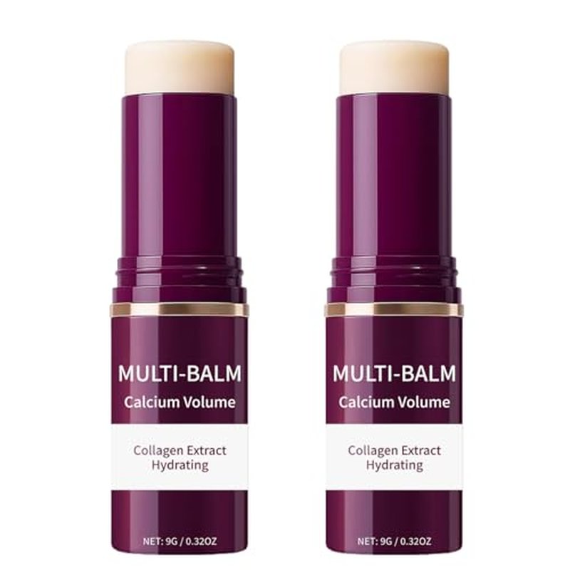 2Pcs Wrinkle Bounce Calcium Multi-Balm Stick, Collagen Moisturing Multi Balm, Wrinkle Core Stick for Under-Eye, Forehead, Neck Skin Care Line Hydrating, Firm & Plump