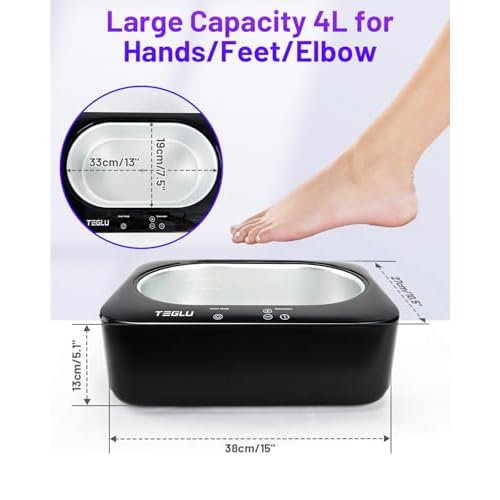 Upgraded Paraffin Wax Machine for Hand and Feet 4000ML, Teglu Paraffin Bath Moisturizing Kit with 3X 450g Paraffin Wax Refill for Hand and Foot Spa at Home, Paraffin Wax Warmer Black