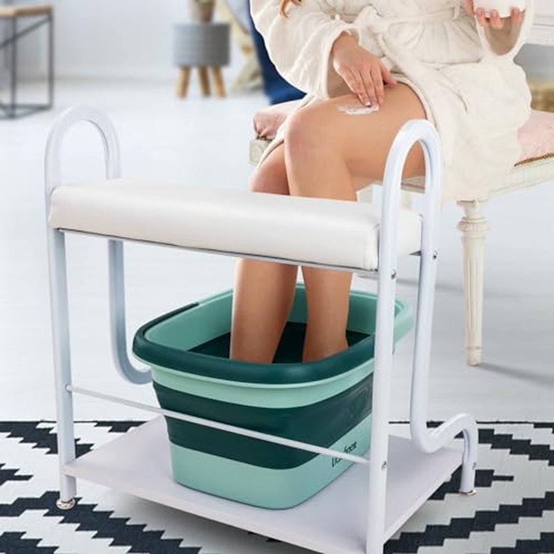 Udefineit Stable Esthetician Foot Bath SPA Trolley Cart(No Wheels), Pedicure Stool with Foot Rest Stand, Foot Massage Station for Beauty Salon Nail/Home, Pedicure Manicure Massage Table Salon Supplies