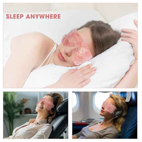 Rose Quartz Eye Mask - with Adjustable Strap for face 100% Natural Gemstone Jade Sleep Mask for Hot & Cold Anti Aging Therapy