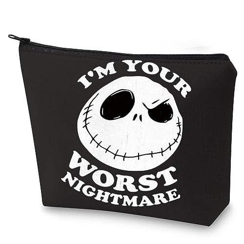 WZMPA Funny Jack Cosmetic Bag Jack Fans Gifts I'm Your Worst Nightmare Makeup Zipper Pouch Bag Horror Fairy Tales Merchandise (Worst Nightmare -BL)