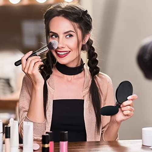 72 Pcs Compact Mirror Bulk Portable Round Makeup Mirror Mini Foldable for Purse Women Travel Daily Use Mother¡®s Day Gifts (Black)