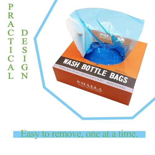 Tattoo Wash Bottle Bags - Beoncall 250pcs/box Wash Bottle Squeeze Covers Sleeves Barrier Supplies for Tattoo Bottle Care Tattoo Cleaning Supplies