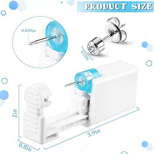 Chumia 24 Pieces Self Ear Piercing Tool Disposable Kit Household Ear Piercing Tools Safety Portable Nose Tools with 24 Pieces Crystal Earring Studs