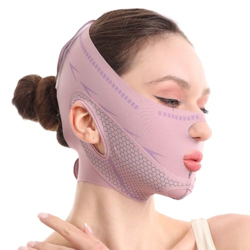 Chin Strap For Sleeping Face Lift, Double Chin Reducer, Reusable 3D V Line Lifting Mask, Graphene Breathable Lce Silk Face Lift Mask for Double Chin Reduction, Facial Contouring & Sagging Cheeks