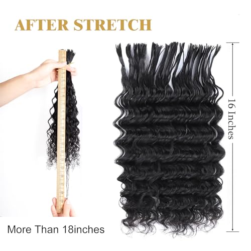 Pre-Divided Human Hair Bulk Deep Wave Braiding Hair for Boho Braids Human Hair Bulk for Braiding Curly Boho Locs Boho Crochet Braids Human Hair Extensions 16 Inch 100g