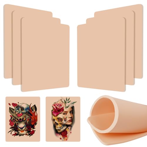 Premium Fake Skin Tattoo 3MM - Jconly 6Pcs Thick Tattoo Fake Skin Double Sides Tattoo Skin Practice, 8¡¿6 in Soft Silicone Tattoo Fake Skin for Beginners and Tattoo Artists, Quality Tattoo Skin