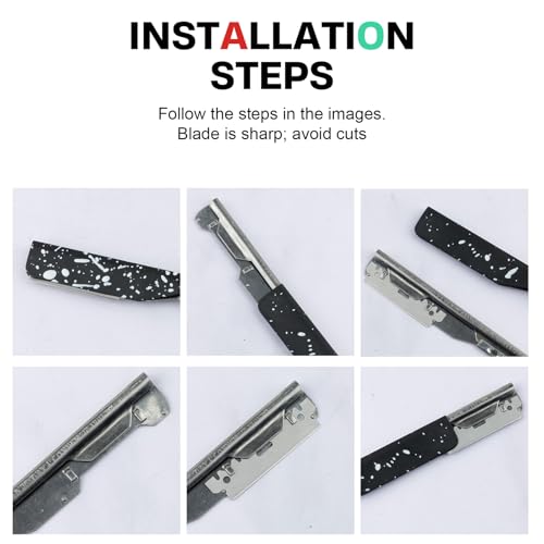 Slide Out Razor for Men, Professional Classic Barber Straight Edge Razor with 10 Single Edge Blades, Manual Shaver Salon Quality Razor for Close Shaving (Green)