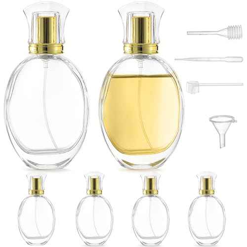 6 Pack Refillable Spray Perfume Bottle, 50ml/1.7 OZ Empty Glass Perfume Atomizer Bottle, Travel Size Refill Bottle for Perfume, Refreshing, Breathing Spray
