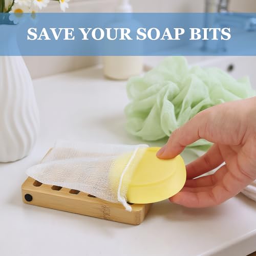 40 PCS Soap Saver Bag, Exfoliating Mesh Soap Saver Pouch Bags, Bubble Mesh Net Bags with Drawstring, Easy to Store, for Shower, Face Cleansing, White