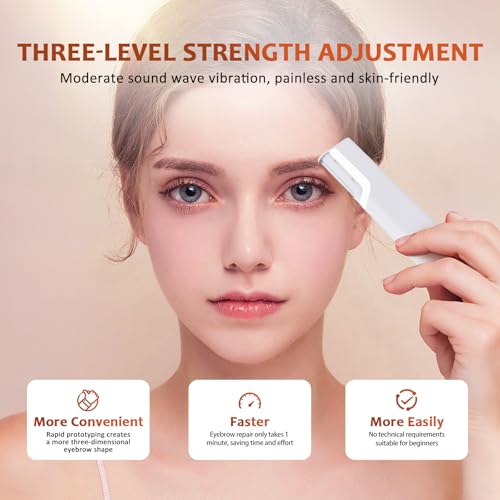 Rechargeable Sonic Smooth Dermaplane Razor for Women Face, 2 in 1 Painless Facial Exfoliation & Peach Fuzz Removal, 3-Speed Dermaplaning Tool with LED Light and 5 Refill Dermablades, White