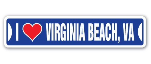 I Love Virginia Beach, Virginia Street Sign va City State us Wall Road décor Gift