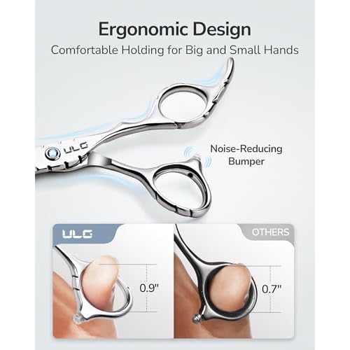 ULG Hair Cutting Scissors 6.7¡± Shark Series, 100% Japanese Stainless Steel Ultra Sharp, Concave Blade Barber Shears, Ergonomic Offset Handle, Professional Salon Haircut Scissors for Home & Salon Use