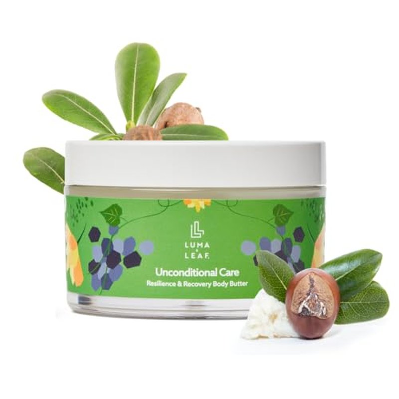 LUMA & LEAF Unconditional Care Whipped Body Butter ? 5 fl oz Natural Shea Butter Body Cream with Grapeseed Oil, Tasmanian Pepperberry & Vitamin E ? Ideal for Deep Hydration & Scar Repair