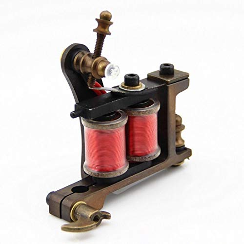 Professional Tattoo Coil Machine Gun CNC Carved Brass 10 Wrap Coils Handmade Tattoo Liner Machines Excellent Supply for Professional Tattooist Artists